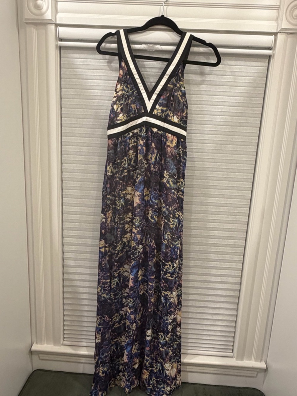 Jealous Tomato Marble-Print Maxi Dress in Navy, Cream, and Black